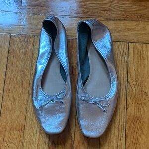 Suede Silver Ballet Flats